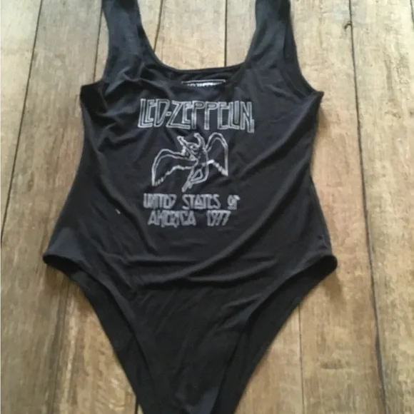 Led Zeppelin Black Women's Bodysuit xs s m - Picture 1 of 7